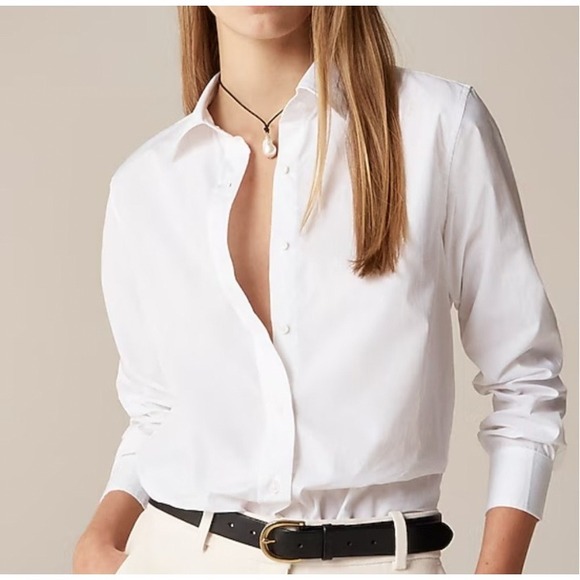 J. Crew Tops - NEW J.Crew Cotton Jules Classic Fit Shirt in Cotton Poplin Women's Size 6 Preppy